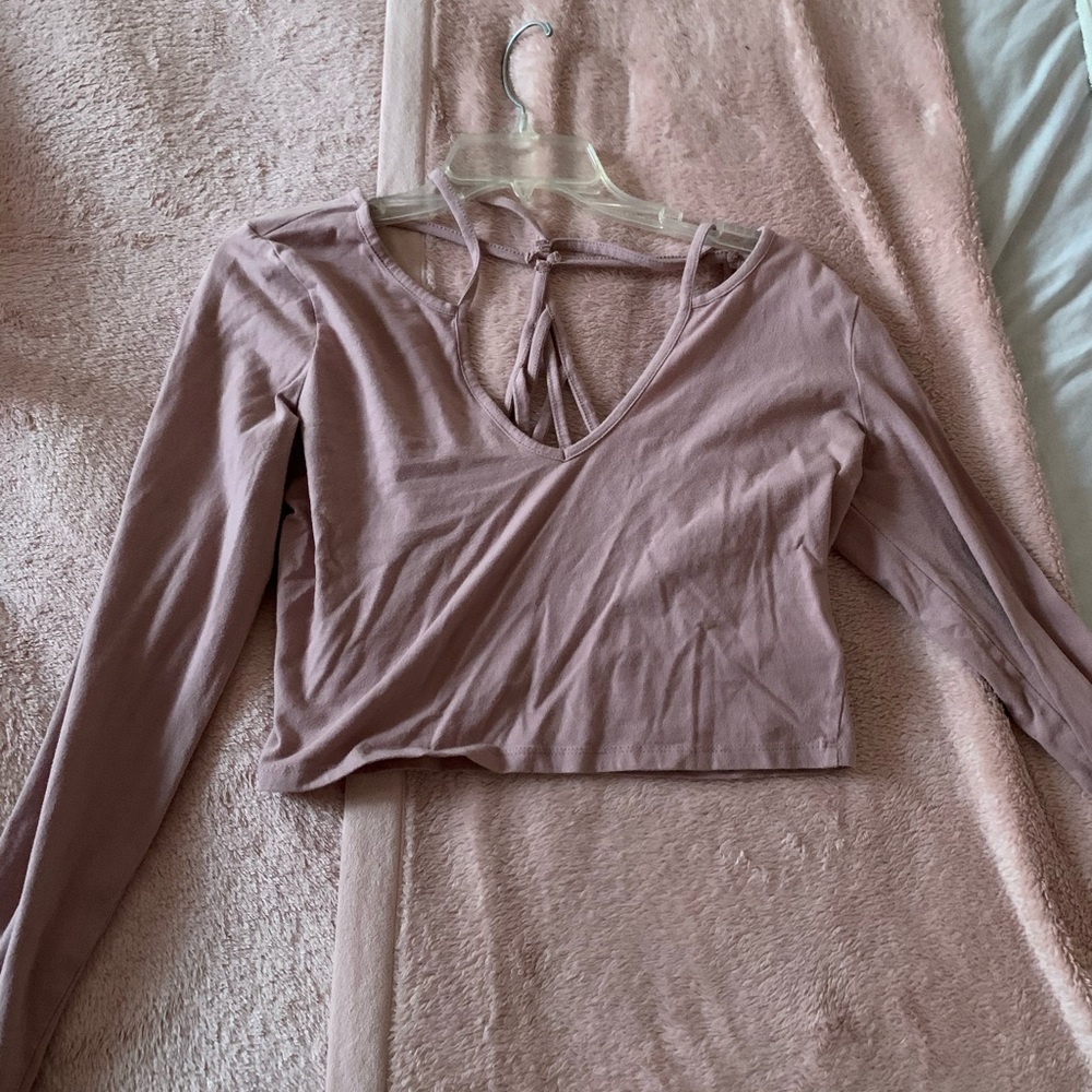 Pink long sleeve crop top